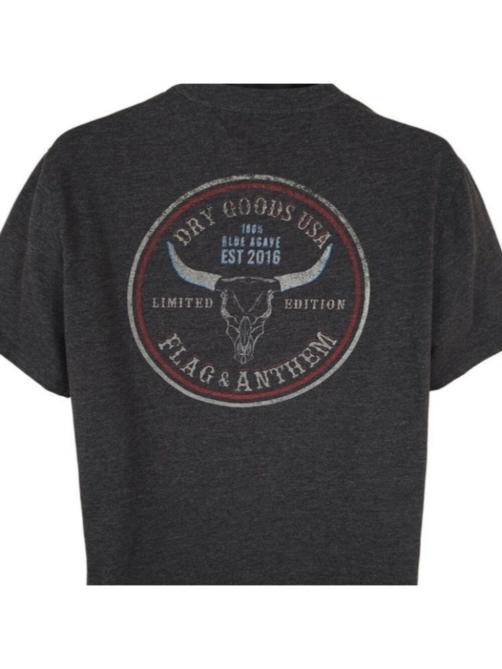 Flag & Anthem T Shirt Mens Size XL Dark Gray Cow Skull Striped Pocket Tee
